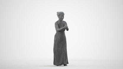 realistic 3D human woman casual standing, archviz people FBX OBJ for Blender, wireframe side view