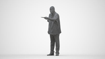 scanned 3D man hospitality, photogrammetry people for Enscape and V-Ray, wireframe back view