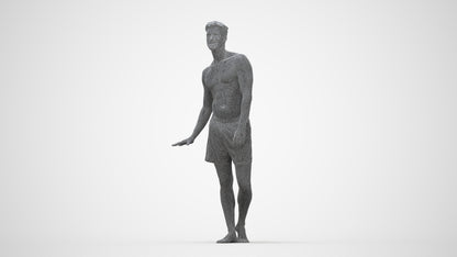 scanned 3D man pool, photogrammetry people for Enscape and V-Ray, wireframe back view