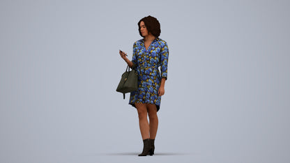 photogrammetry 3D woman casual walking, realistic human model archviz FBX, standing pose render