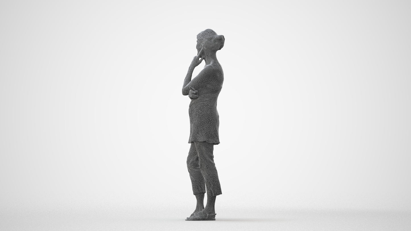 realistic 3D people senior woman casual standing, render-ready for V-Ray and Corona, FBX OBJ, square thumbnail