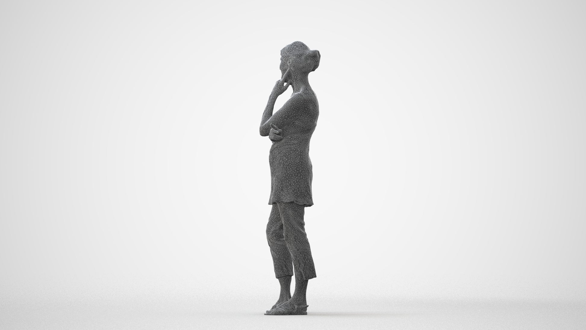 realistic 3D people senior woman casual standing, render-ready for V-Ray and Corona, FBX OBJ, square thumbnail