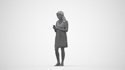 scanned 3D woman casual pool, photogrammetry people for Enscape and V-Ray, wireframe back view