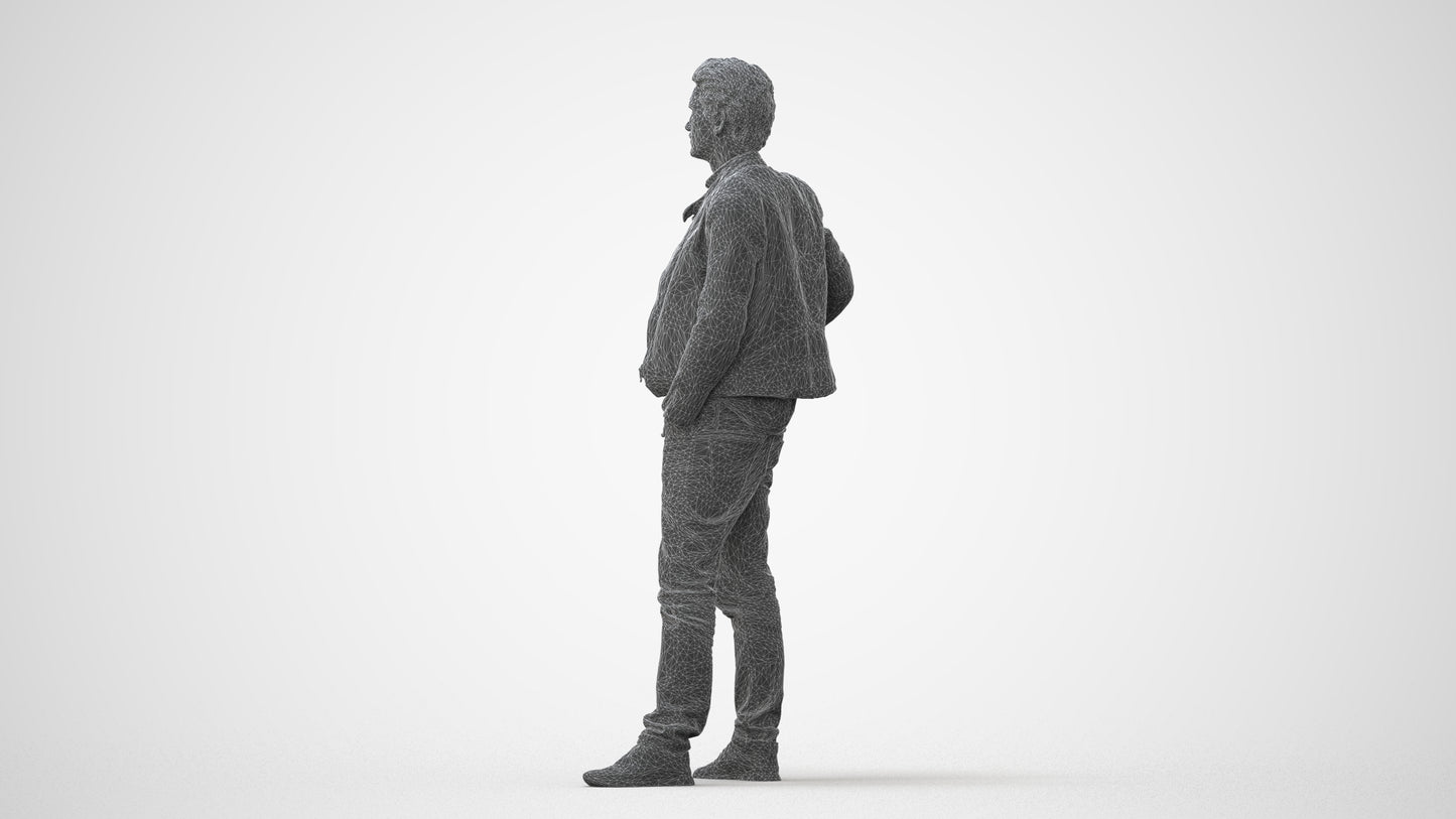 3D human model man casual standing, photogrammetry scanned person for archviz, square thumbnail