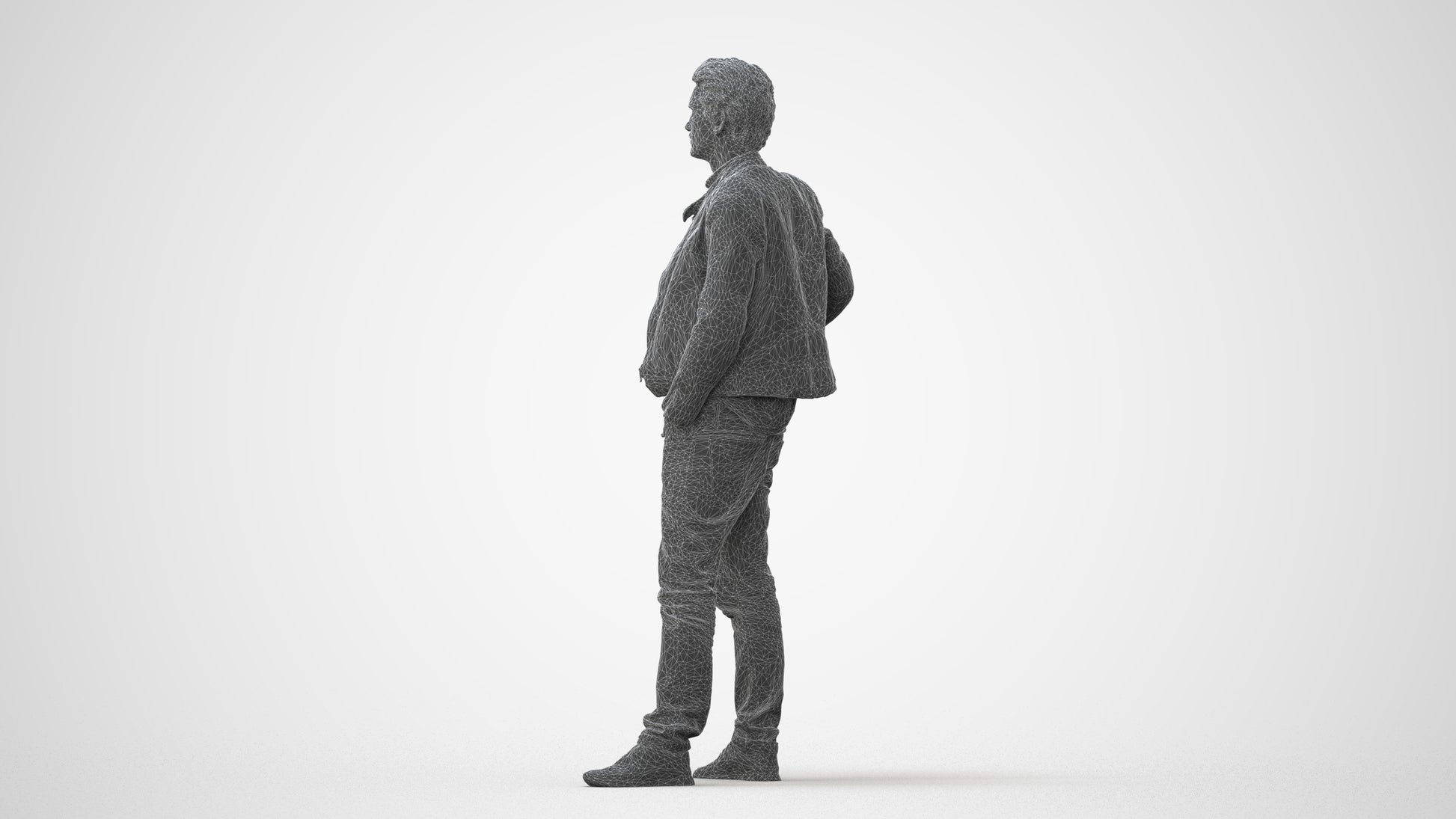 3D human model man casual standing, photogrammetry scanned person for archviz, square thumbnail