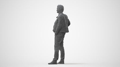 3D human model man casual standing, photogrammetry scanned person for archviz, square thumbnail