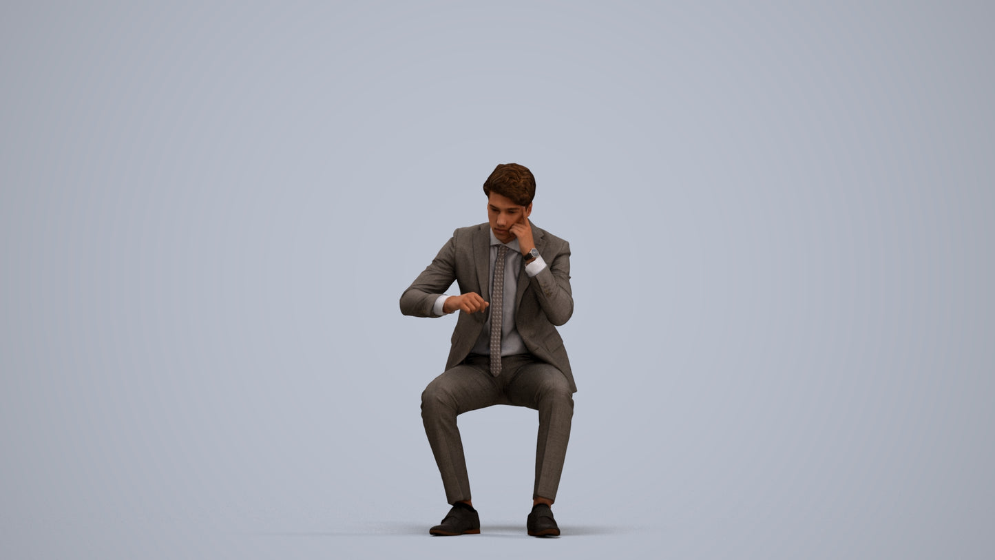 scanned 3D man business, photogrammetry people for Enscape and V-Ray, standing pose render