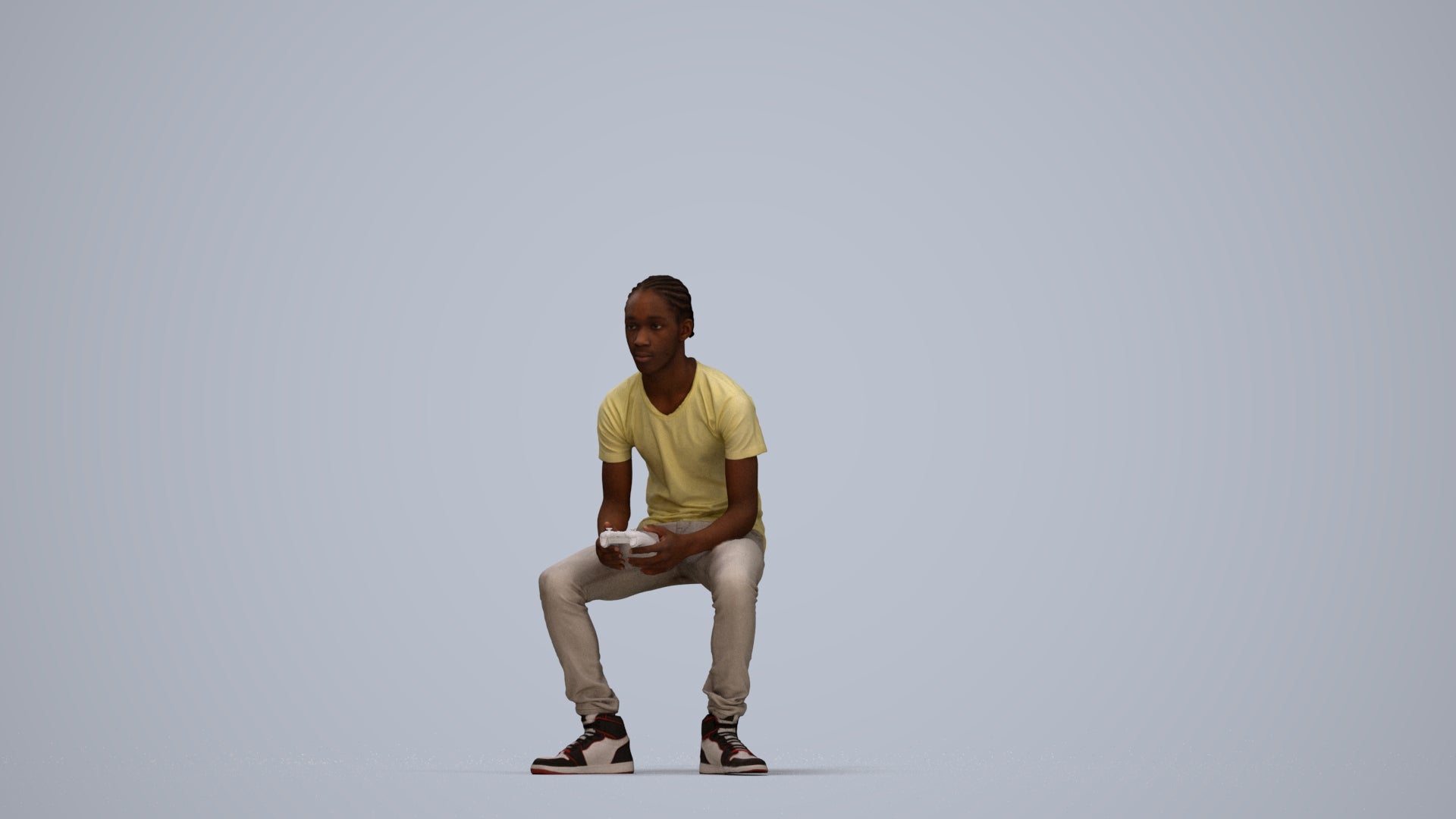 realistic 3D boy casual kids, scanned archviz people for Blender and 3ds Max, top-down view render