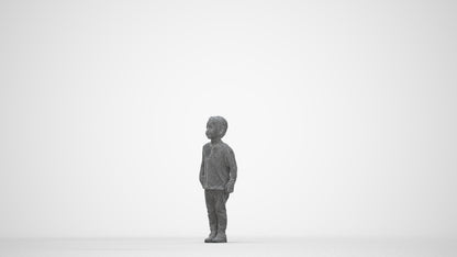 scanned 3D boy casual kids, photogrammetry people for Enscape and V-Ray, wireframe back view