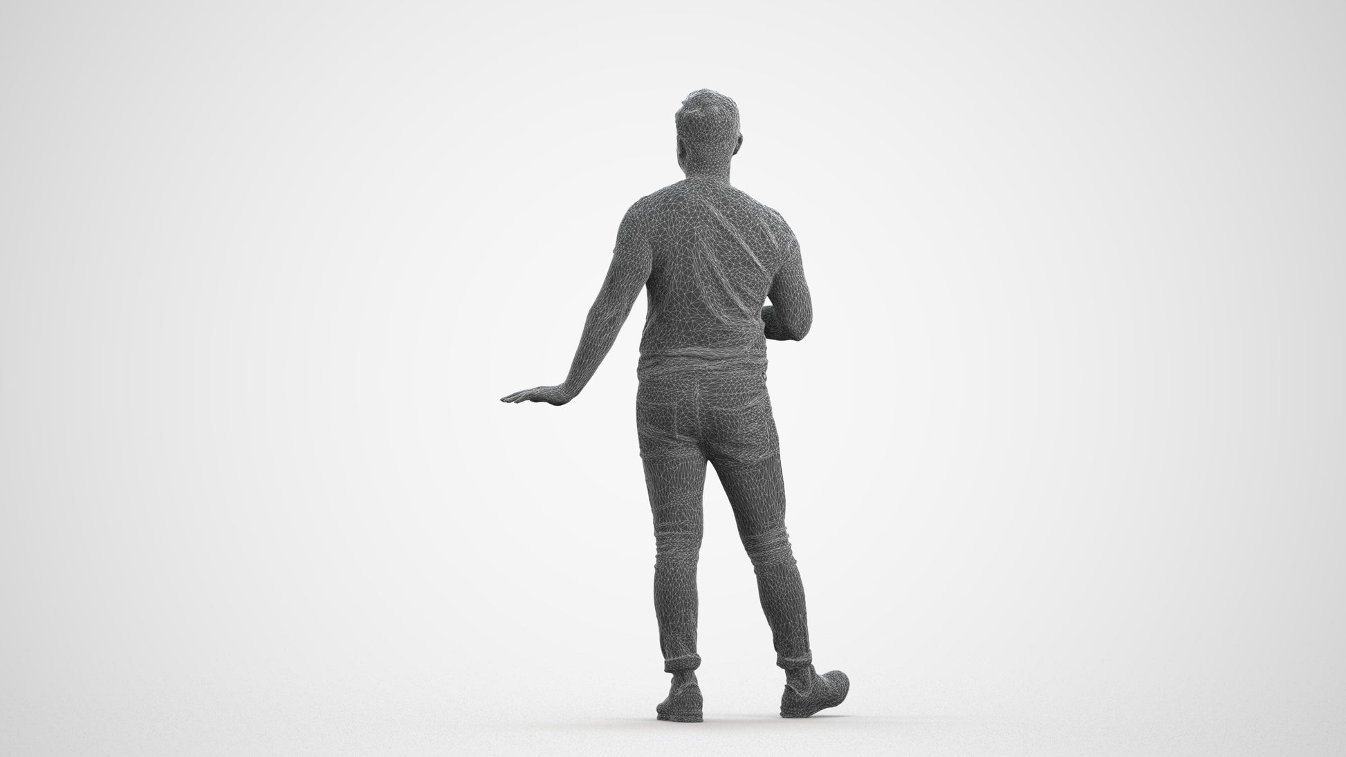 realistic 3D people man casual standing, render-ready for V-Ray and Corona, FBX OBJ, wireframe front view