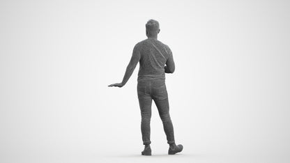 realistic 3D people man casual standing, render-ready for V-Ray and Corona, FBX OBJ, wireframe front view