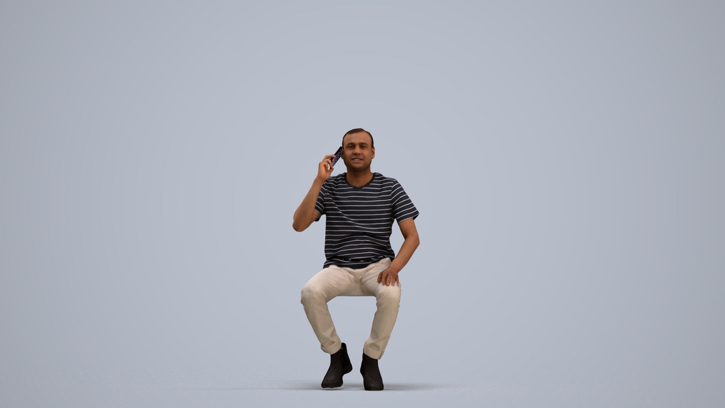 realistic 3D people man casual sitting, render-ready for V-Ray and Corona, FBX OBJ, standing pose render
