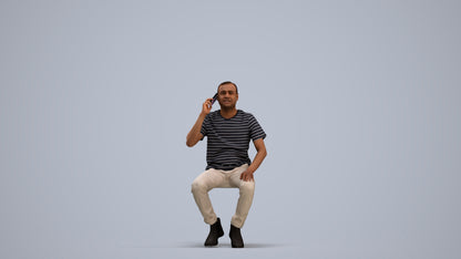 realistic 3D people man casual sitting, render-ready for V-Ray and Corona, FBX OBJ, standing pose render
