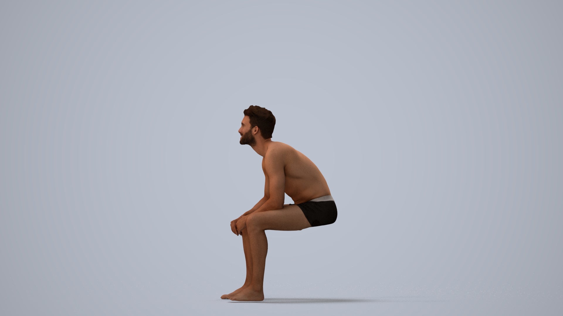 photogrammetry 3D man pool, realistic human model archviz FBX, three-quarter view render