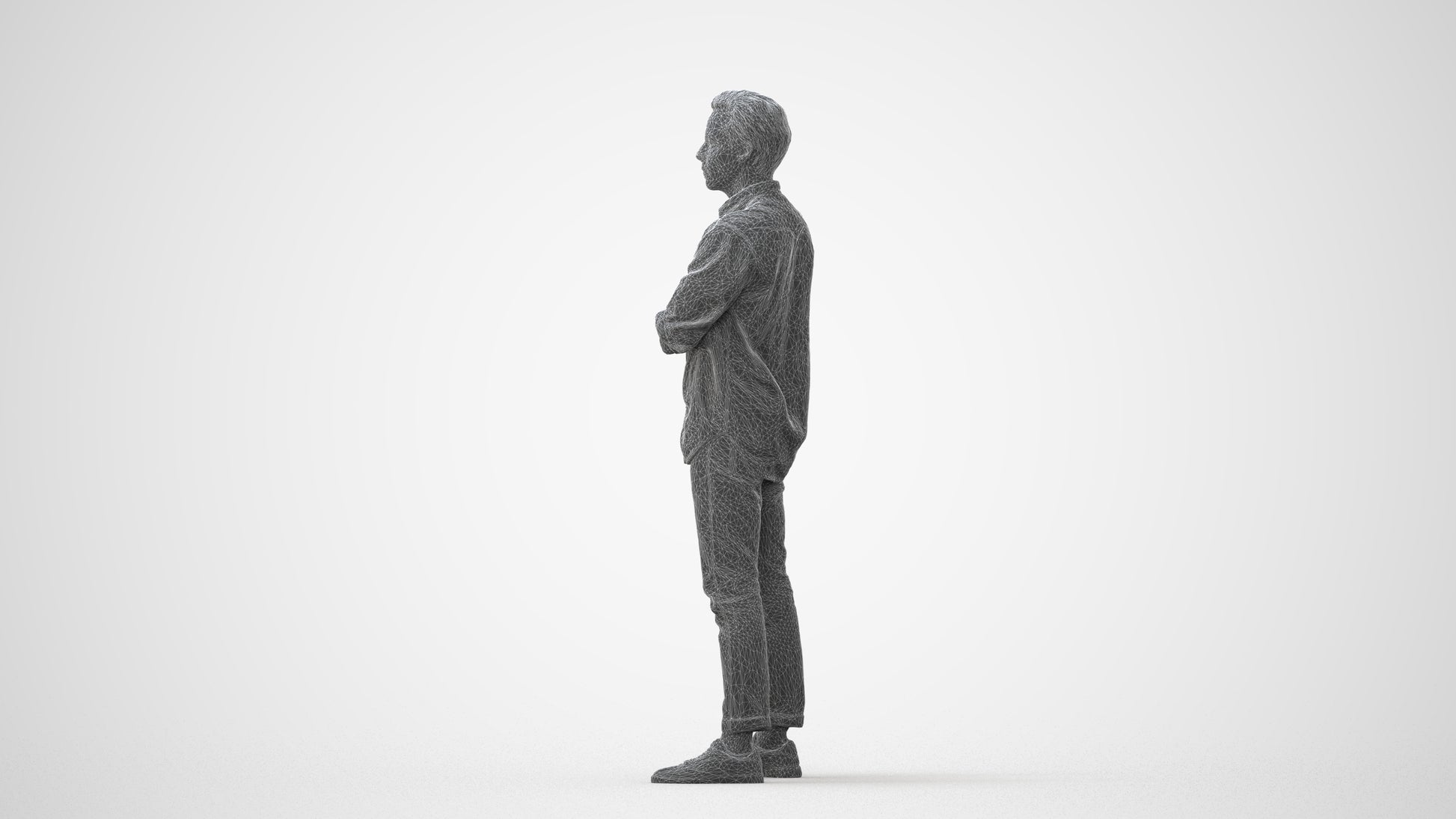 3D people model man casual standing, scanned human for 3ds Max rendering, square thumbnail