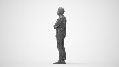 3D people model man casual standing, scanned human for 3ds Max rendering, square thumbnail