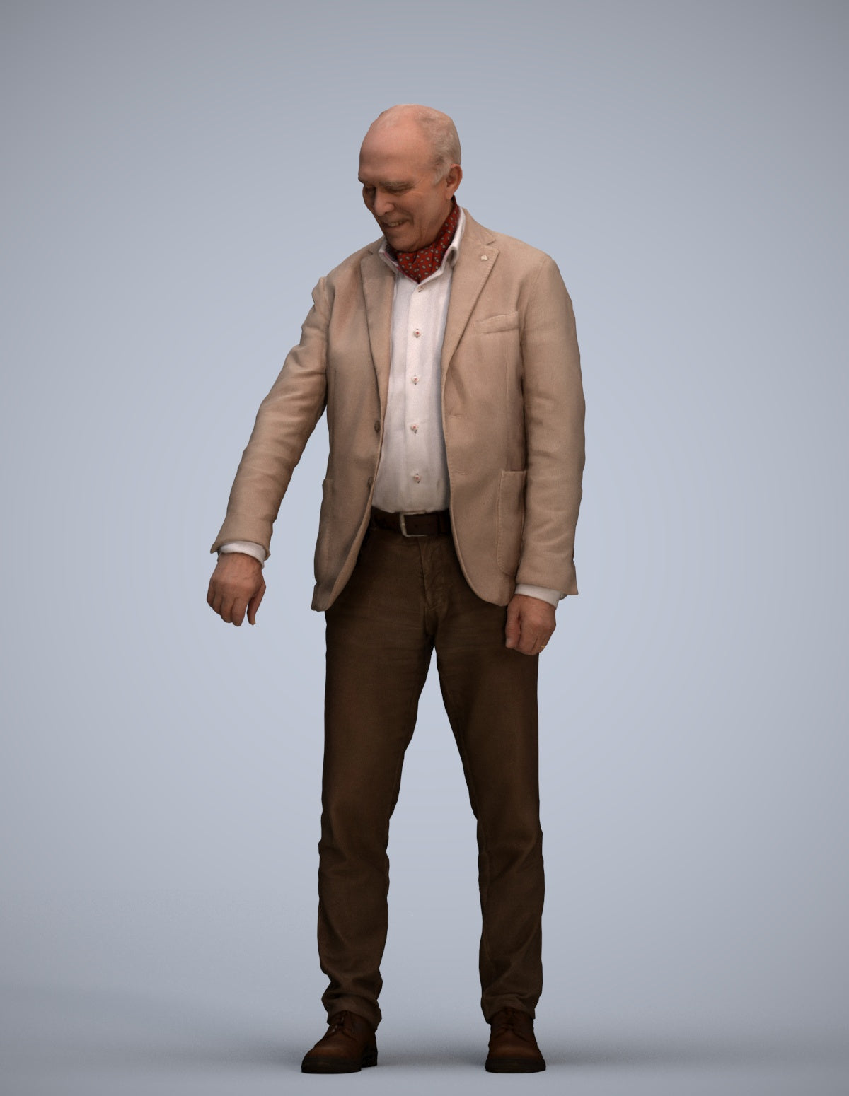photogrammetry 3D senior man casual standing, realistic human model archviz FBX