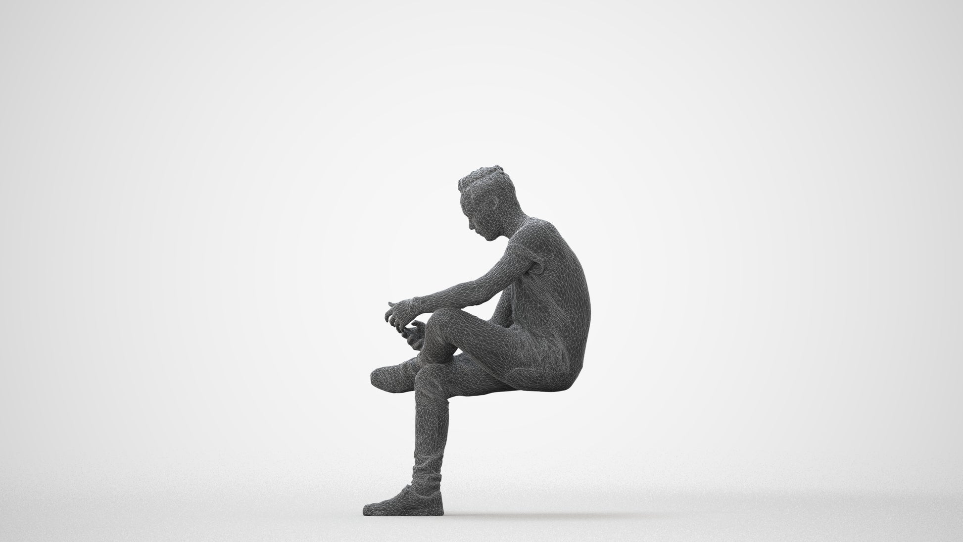3D scanned man sitting casual, photorealistic archviz people for Enscape and SketchUp, square thumbnail