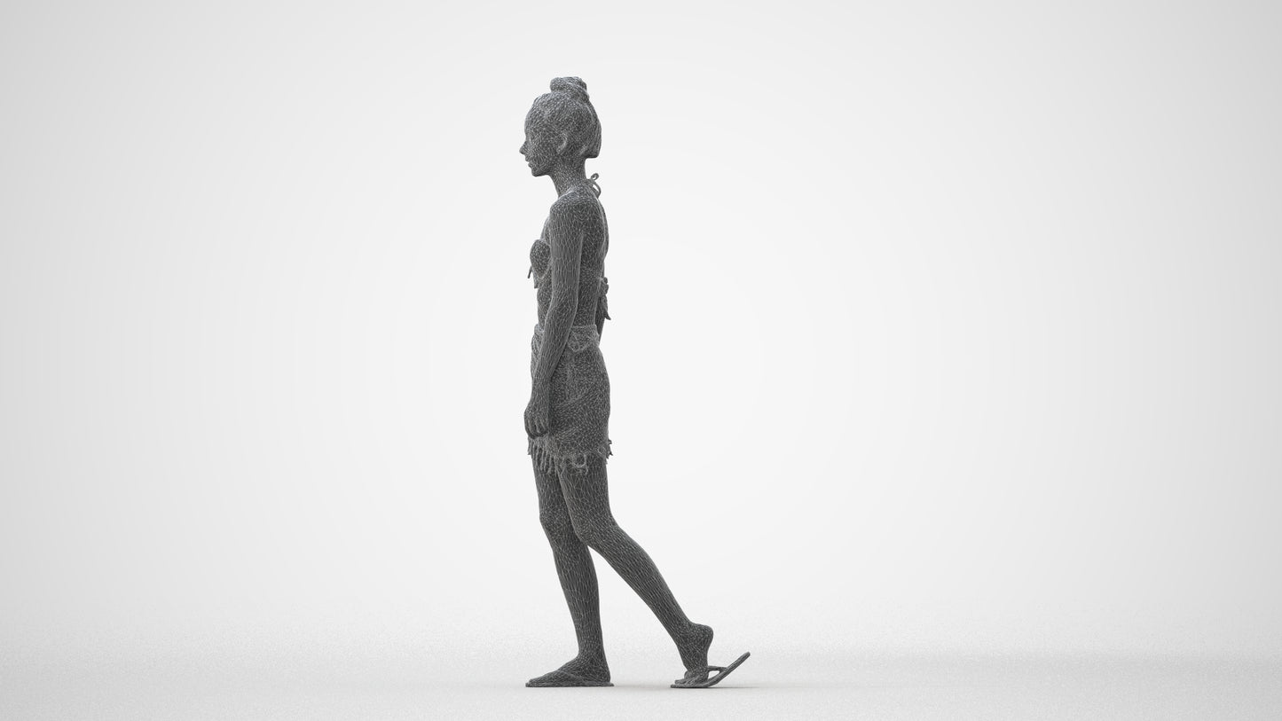 scanned 3D woman pool, photogrammetry people for Enscape and V-Ray, square thumbnail