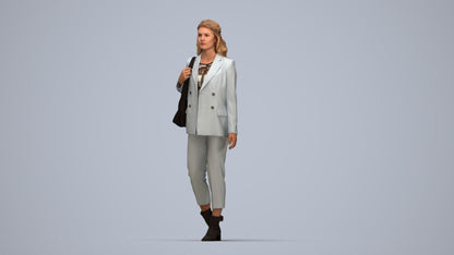 scanned 3D woman business walking, photogrammetry people for Enscape and V-Ray, top-down view render