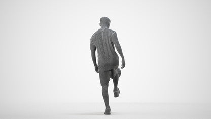 scanned 3D man sport, photogrammetry people for Enscape and V-Ray, wireframe side view
