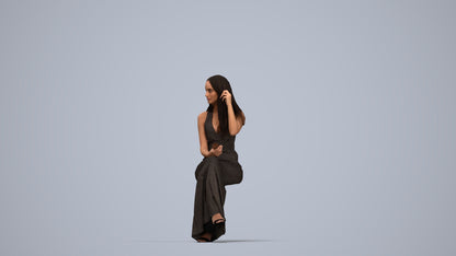 3D scanned woman formalaffairs formal, photorealistic archviz people for Enscape and SketchUp, top-down view render