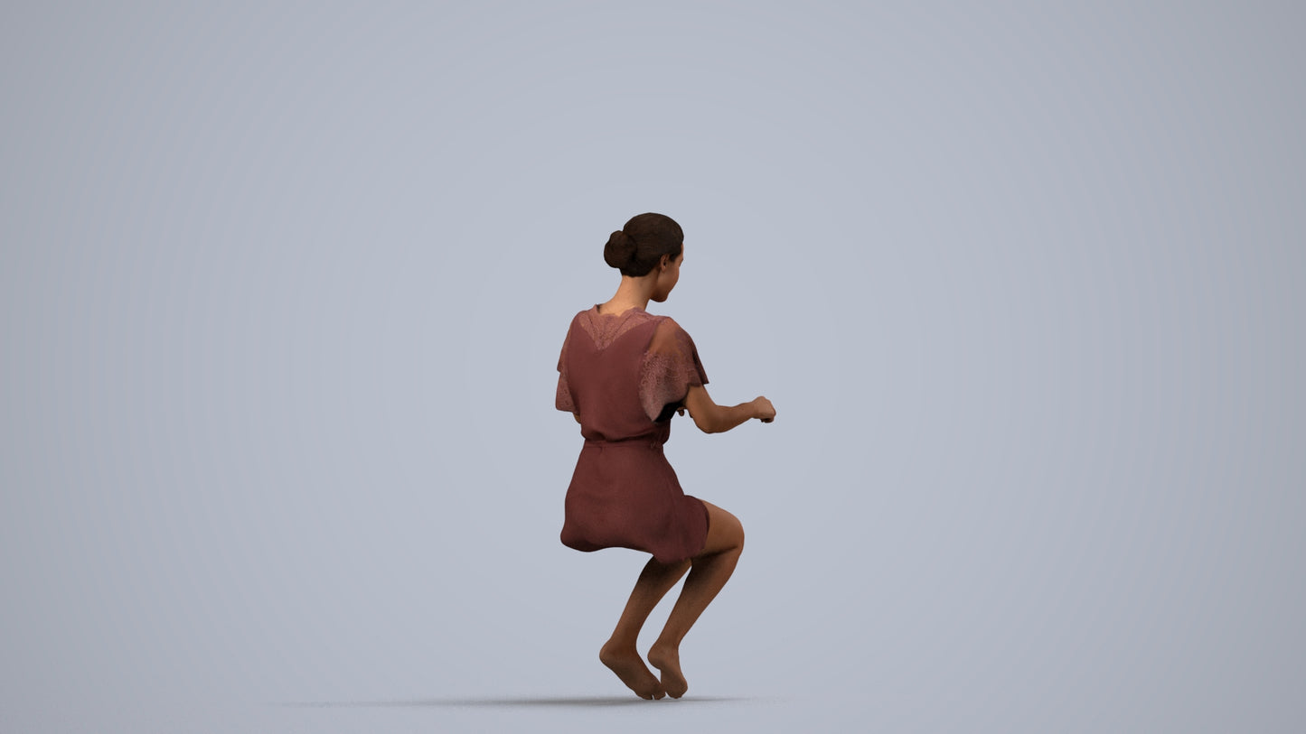 photogrammetry 3D woman bathroom, realistic human model archviz FBX, side view render