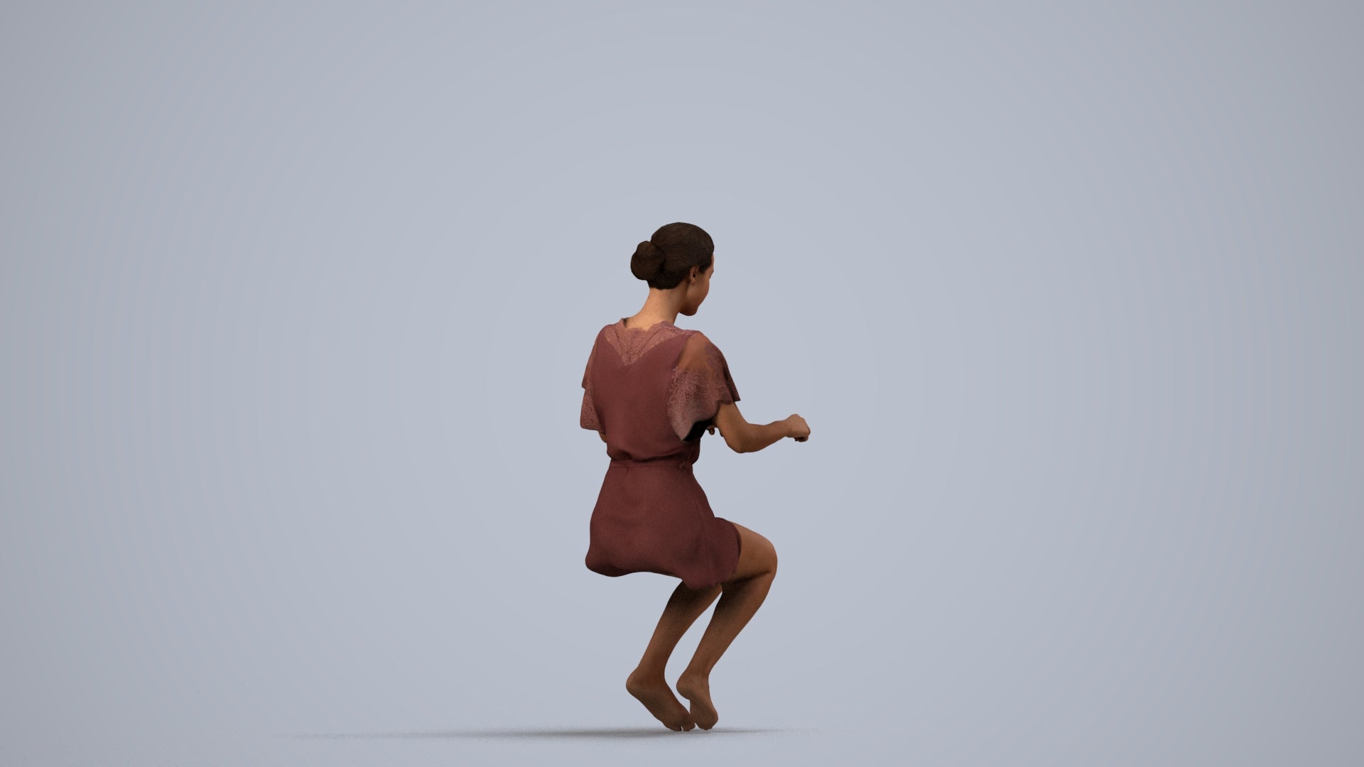 photogrammetry 3D woman bathroom, realistic human model archviz FBX, side view render