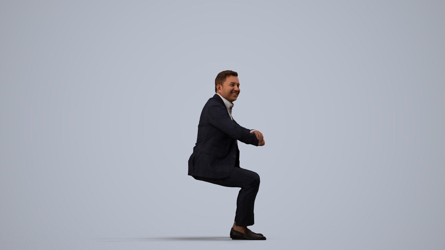 realistic 3D man business, scanned archviz people for Blender and 3ds Max, side view render