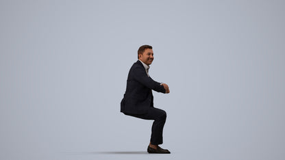 realistic 3D man business, scanned archviz people for Blender and 3ds Max, side view render
