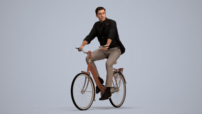 3D people model man casual cycling, scanned human for 3ds Max rendering, standing pose render