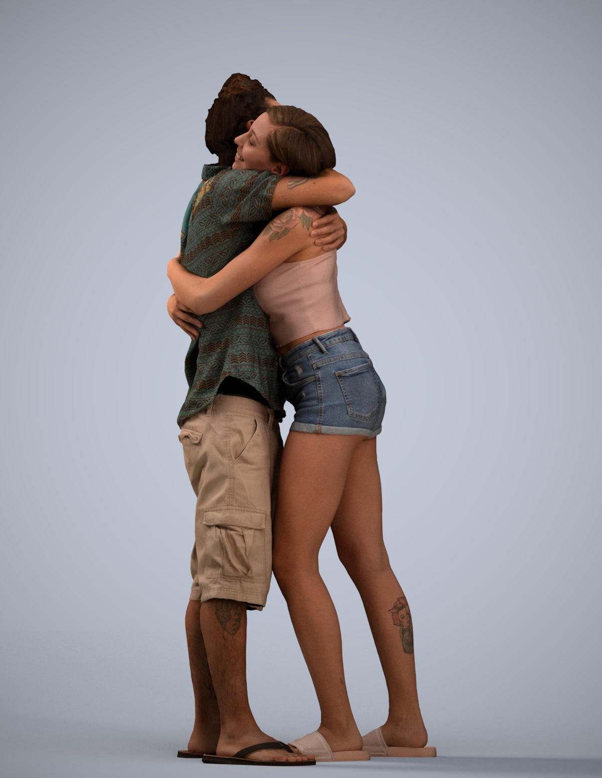 realistic 3D people woman couple, render-ready for V-Ray and Corona, FBX OBJ