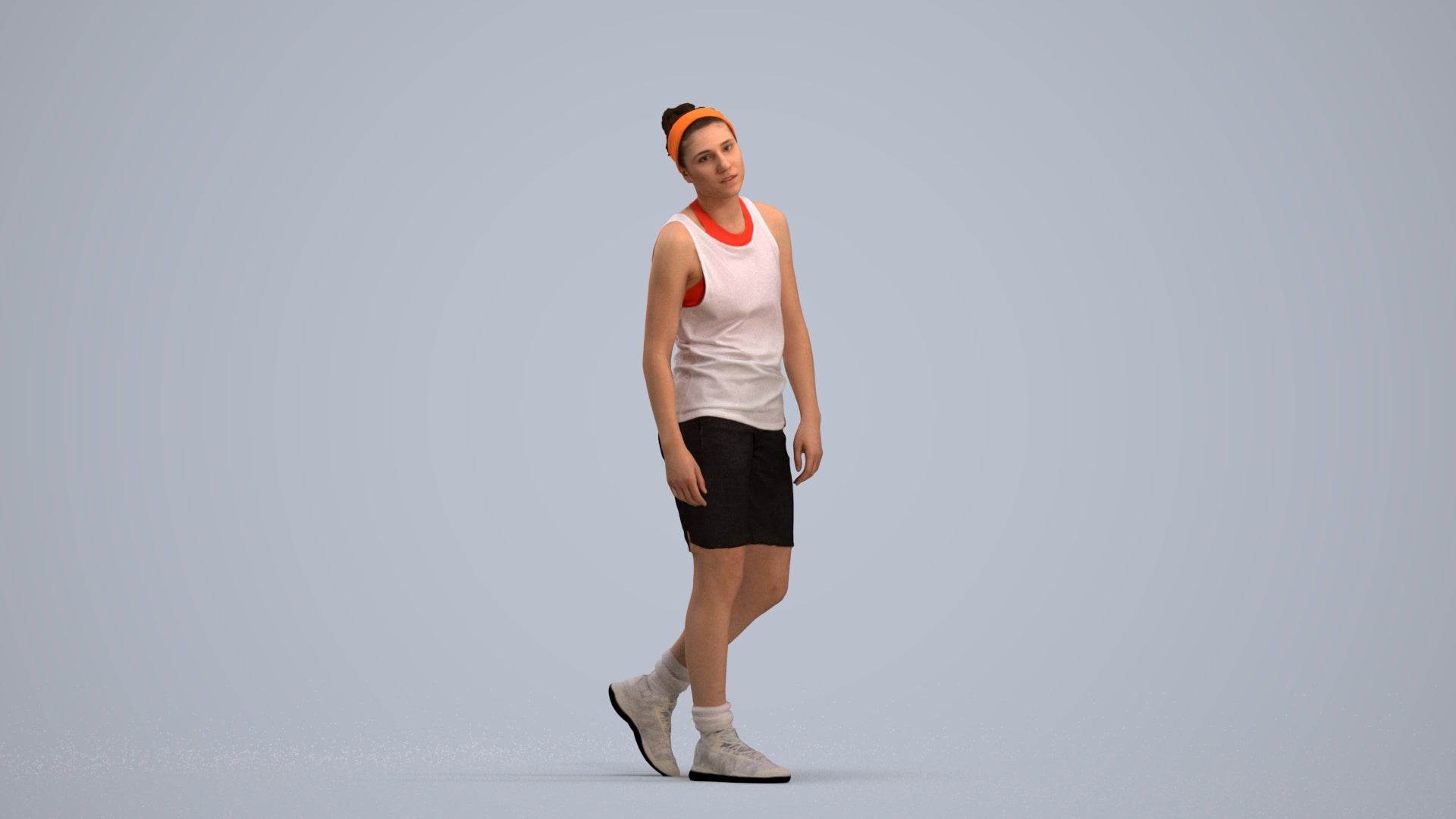realistic 3D human woman sport, archviz people FBX OBJ for Blender, standing pose render