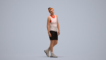 realistic 3D human woman sport, archviz people FBX OBJ for Blender, standing pose render