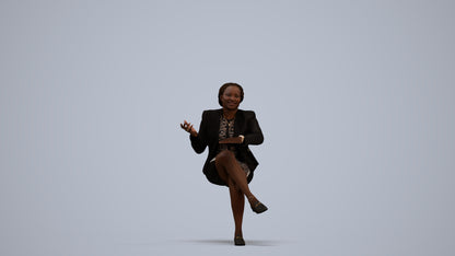 scanned 3D woman business sitting, photogrammetry people for Enscape and V-Ray, standing pose render