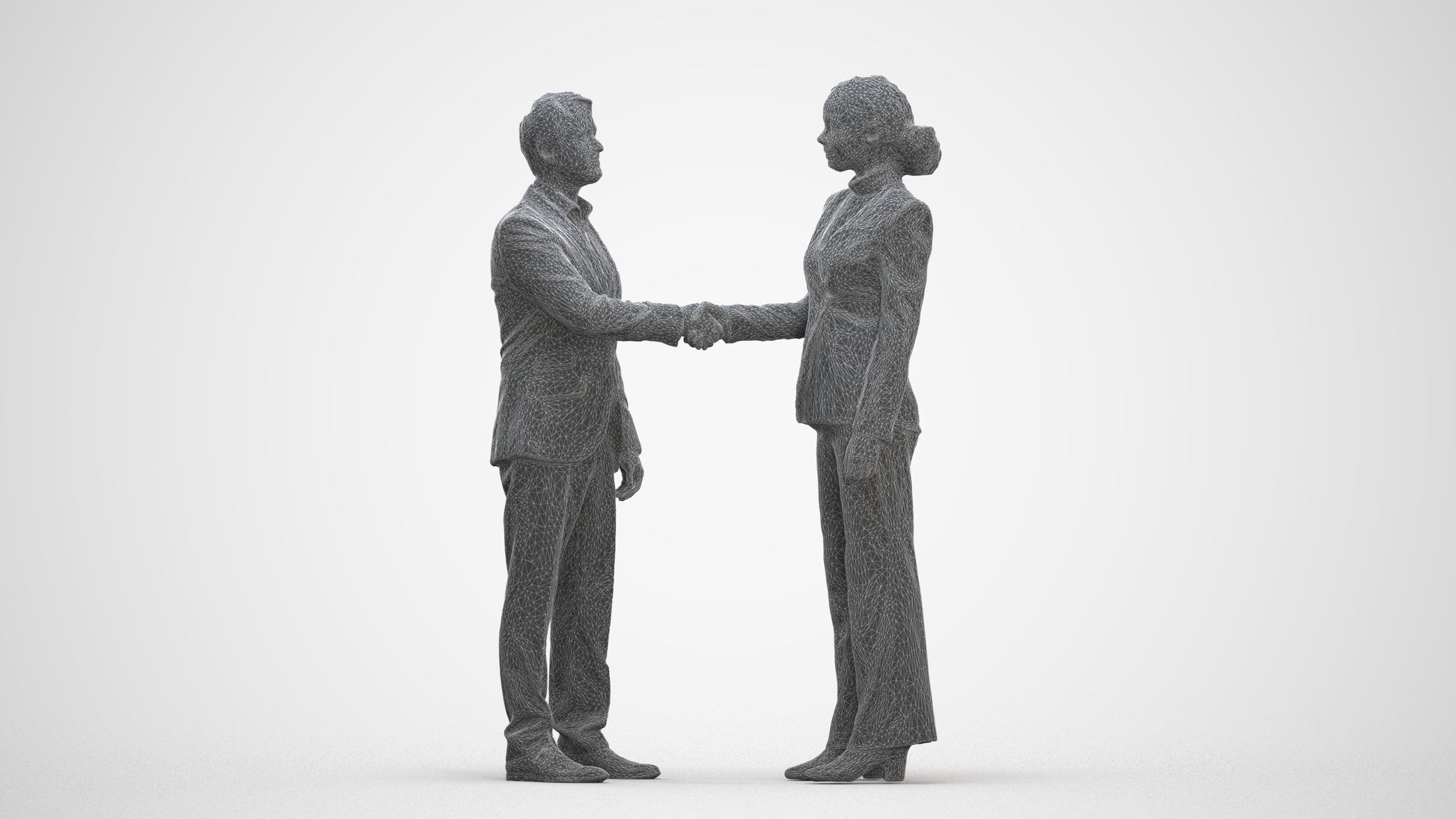 scanned 3D woman business, photogrammetry people for Enscape and V-Ray, three-quarter front view render