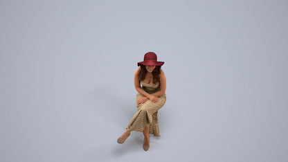 scanned 3D woman casual sitting, photogrammetry people for Enscape and V-Ray, back view render