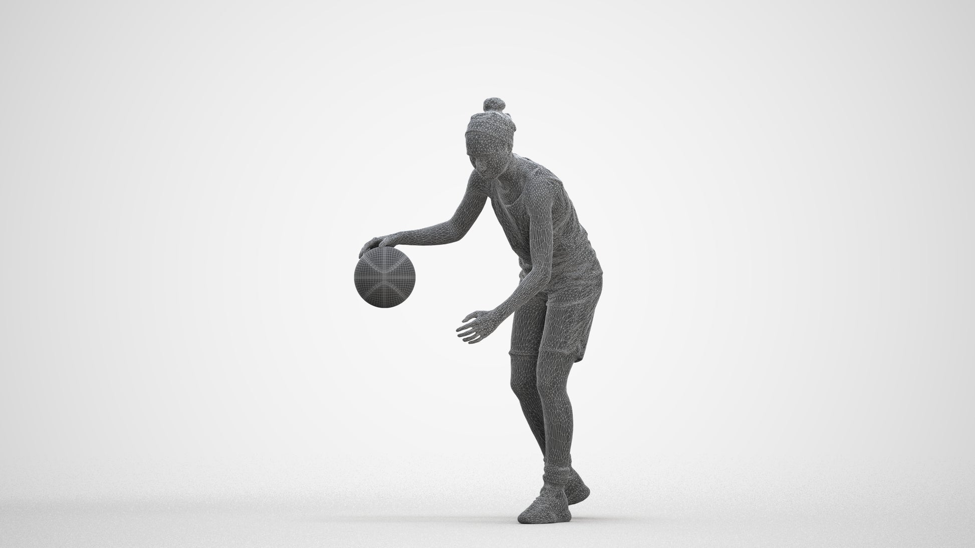 realistic 3D human woman sport, archviz people FBX OBJ for Blender, three-quarter front view render