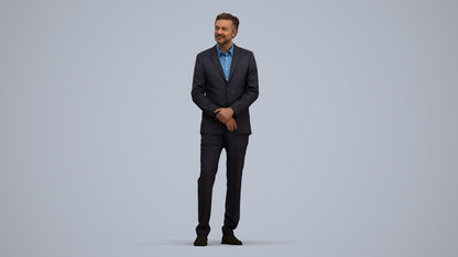 realistic 3D people man business, render-ready for V-Ray and Corona, FBX OBJ, standing pose render