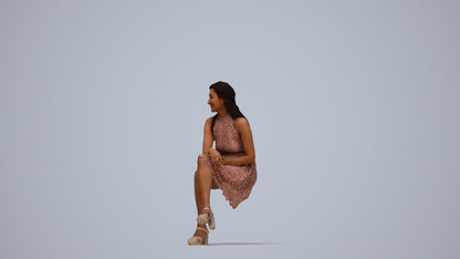 realistic 3D people woman formal sitting, render-ready for V-Ray and Corona, FBX OBJ, top-down view render