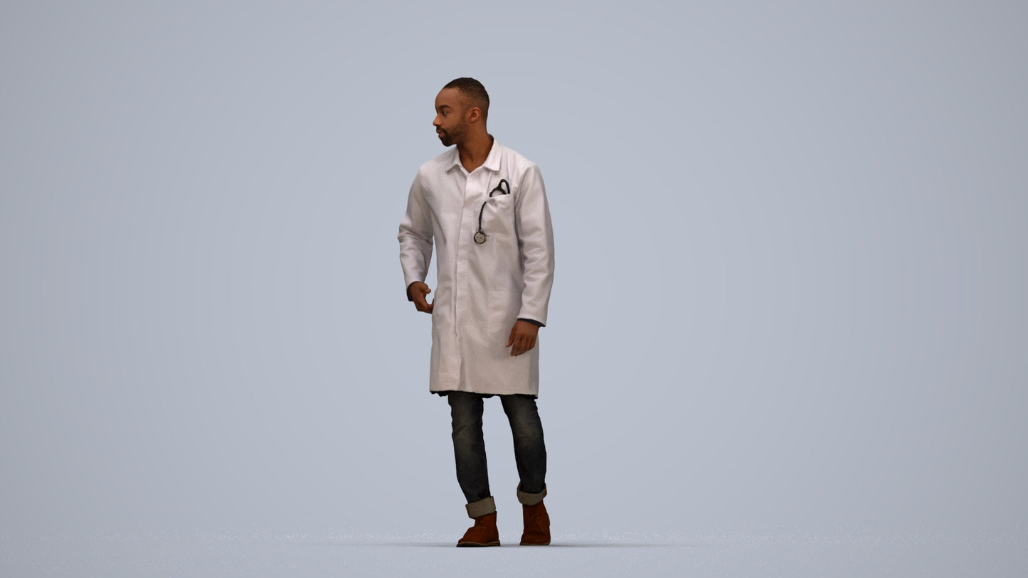 3D human model man medical, photogrammetry scanned person for archviz, top-down view render