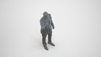 scanned 3D senior man business, photogrammetry people for Enscape and V-Ray, wireframe three-quarter view