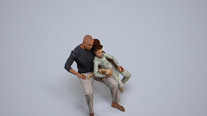 3D human model girl casual kids, photogrammetry scanned person for archviz, back view render