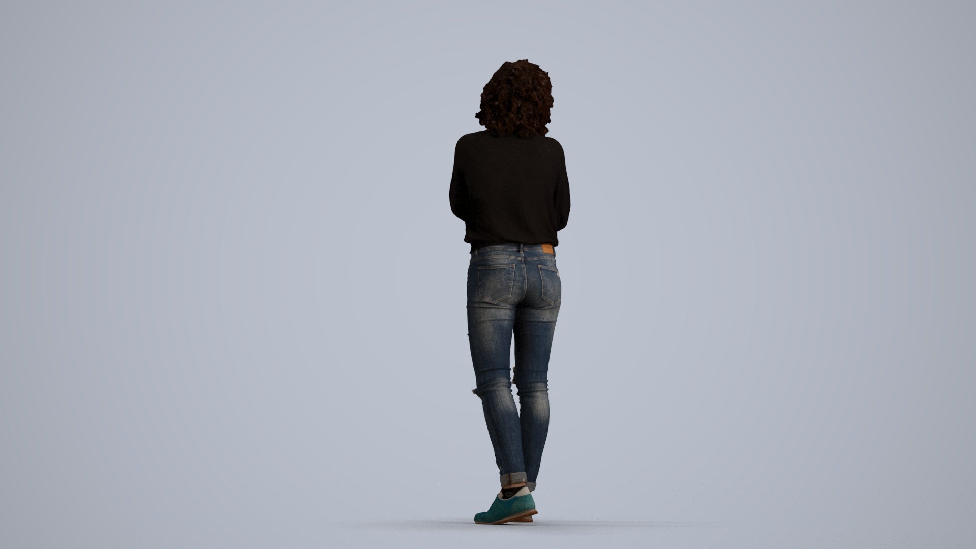 3D people model woman casual walking, scanned human for 3ds Max rendering, front view render