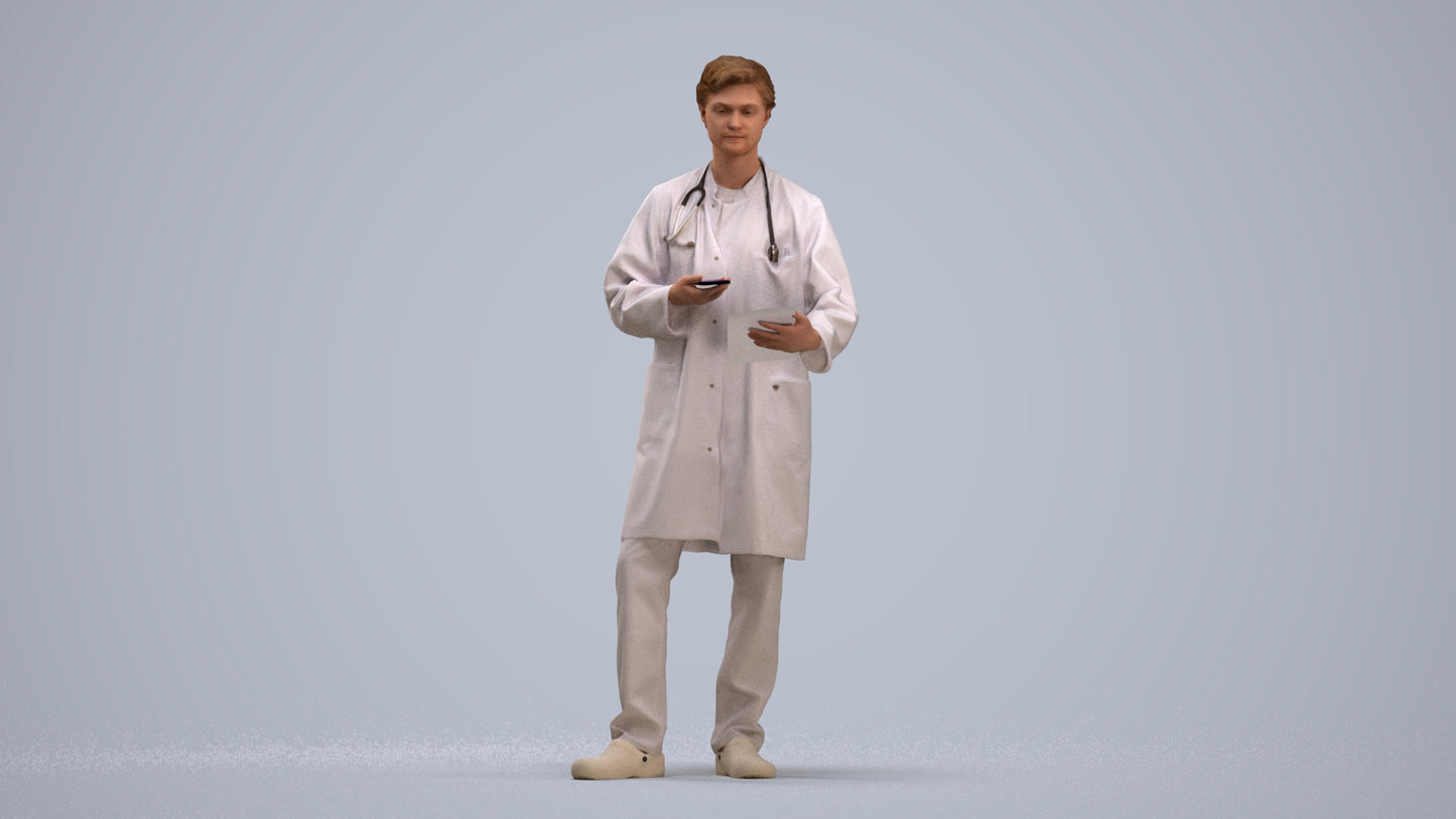 3D human model man medical, photogrammetry scanned person for archviz, standing pose render