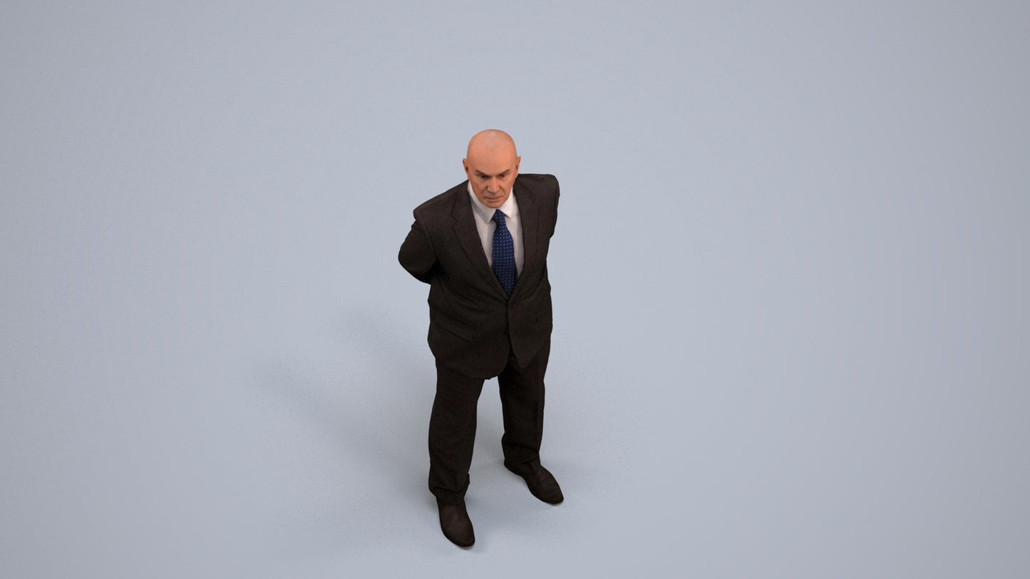 3D people model senior man business mix, scanned human for 3ds Max rendering, back view render