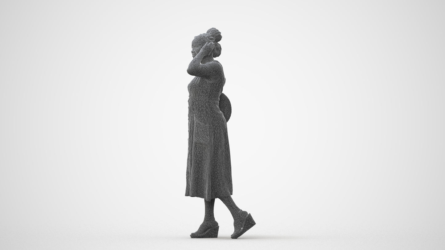 photogrammetry 3D woman casual walking, realistic human model archviz FBX, square thumbnail