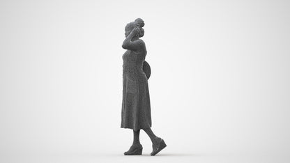 photogrammetry 3D woman casual walking, realistic human model archviz FBX, square thumbnail