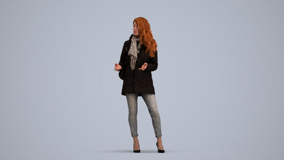 3D scanned woman standing casual, photorealistic archviz people for Enscape and SketchUp, standing pose render