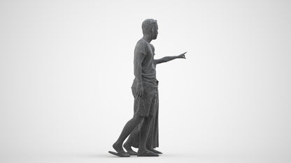 realistic 3D people man kids, render-ready for V-Ray and Corona, FBX OBJ, wireframe side view